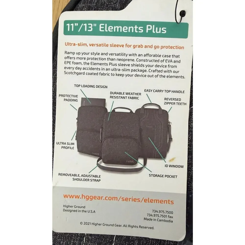 Higher Ground Elements Plus Gray Carrying Case Sleeve for 11